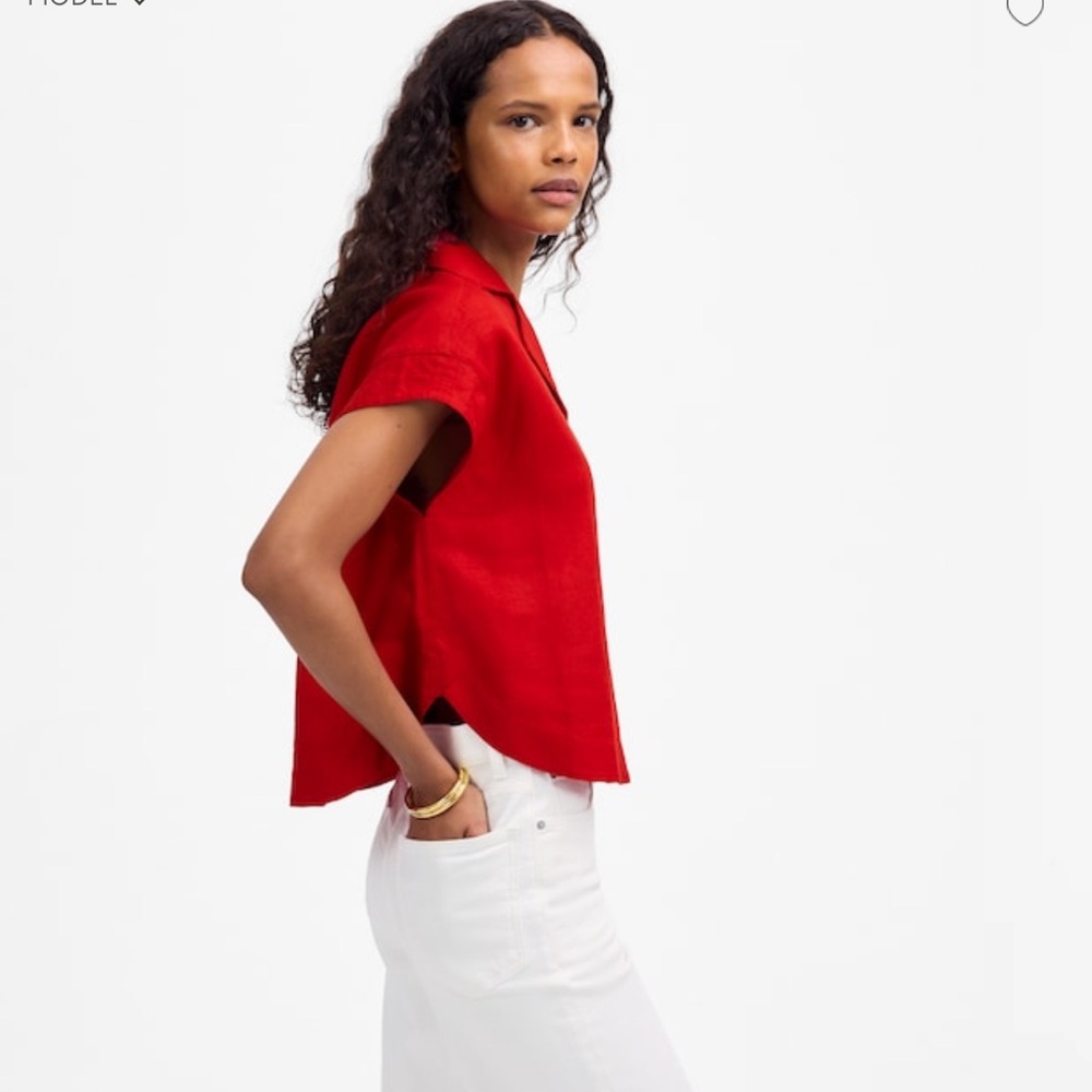 Madewell Resort Collar Shirt Festival Red Size Medium - Picture 2 of 6